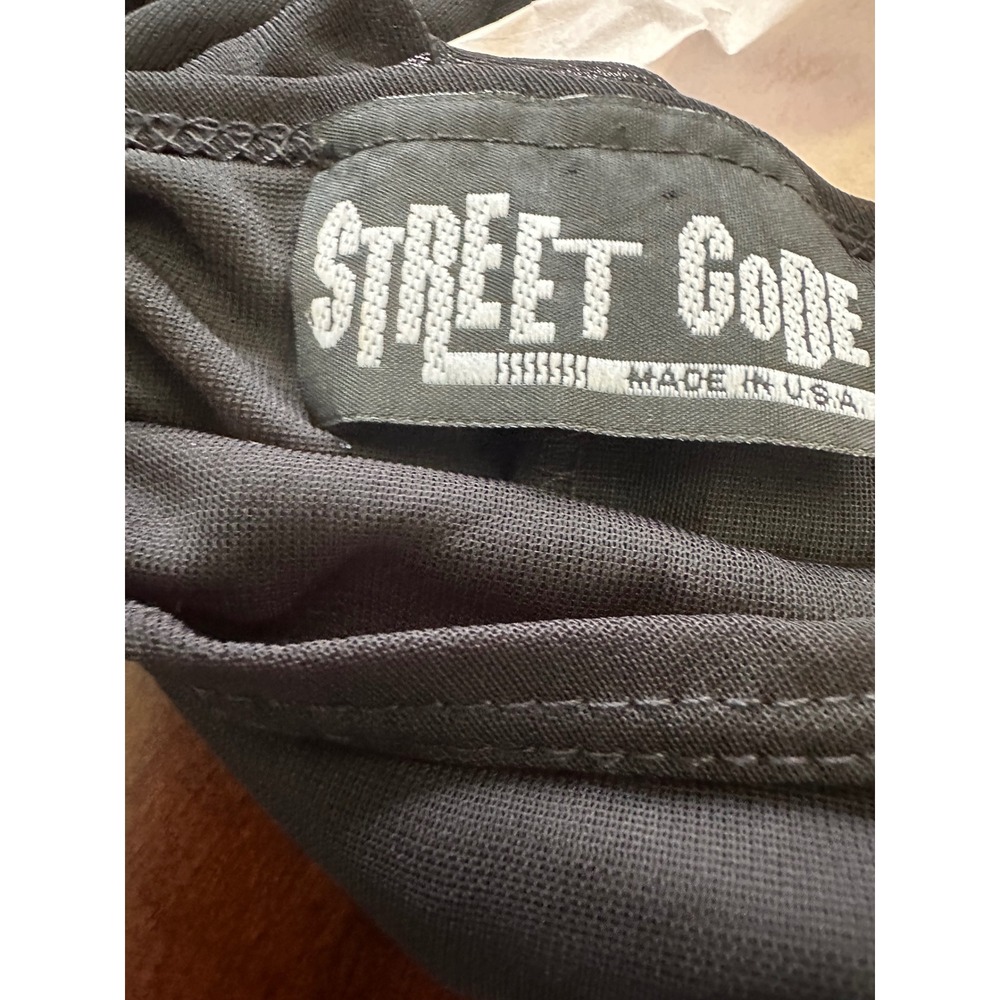 Street Code Black Sheer Mesh Maxi Dress Long Sleeve Front Slit Made in USA - Picture 6 of 7